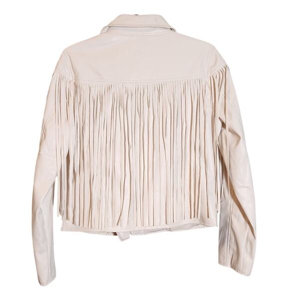BLUE B White Moto Fringe Jacket, Size Large - Picture 4 of 15